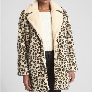 GAP Faux Fur Leopard Coat